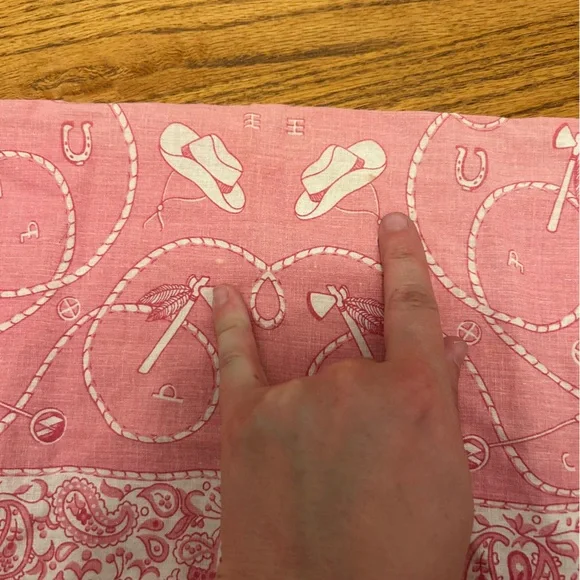 Vintage Paris Accessories Pink Cowboys and Indians Paisley 100% Cotton Bandana - Picture 8 of 10